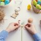 easter wooden decorations and eggs